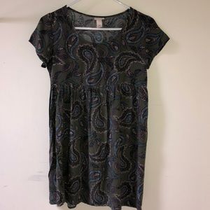 Baby Doll Paisley Print Mini Dress Size Small